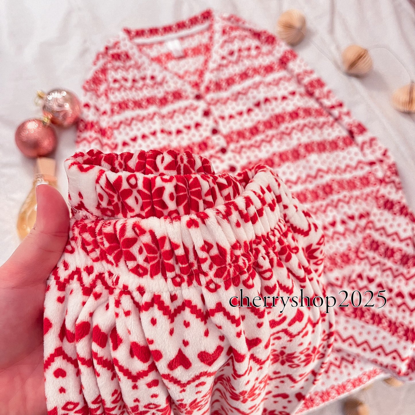 White Christmas Hearts Pajamas