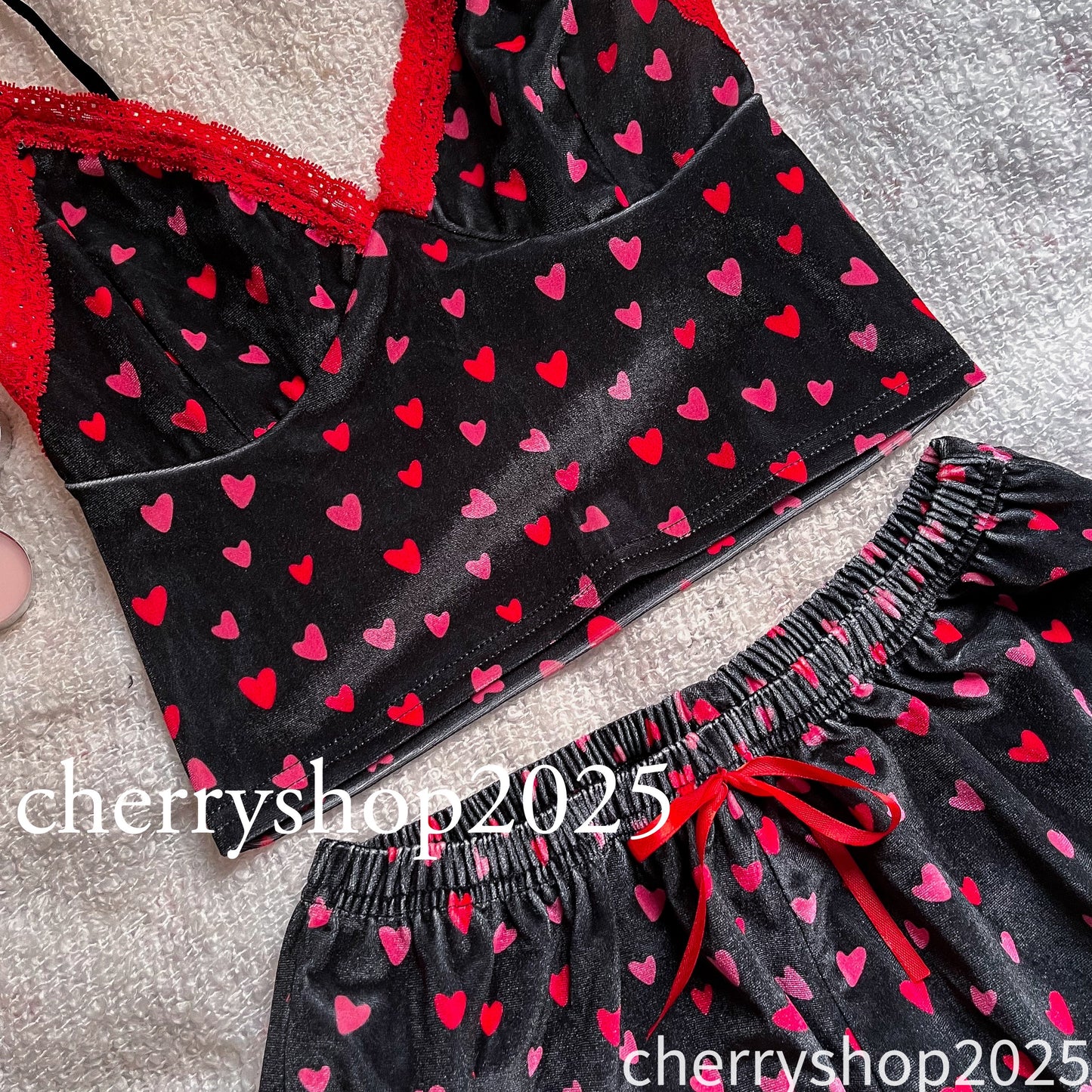 Red Mini Hearts Short Pj