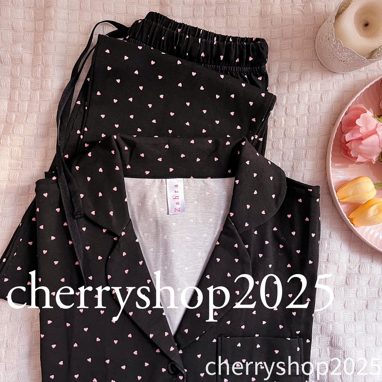 Black Mini Hearts PJ