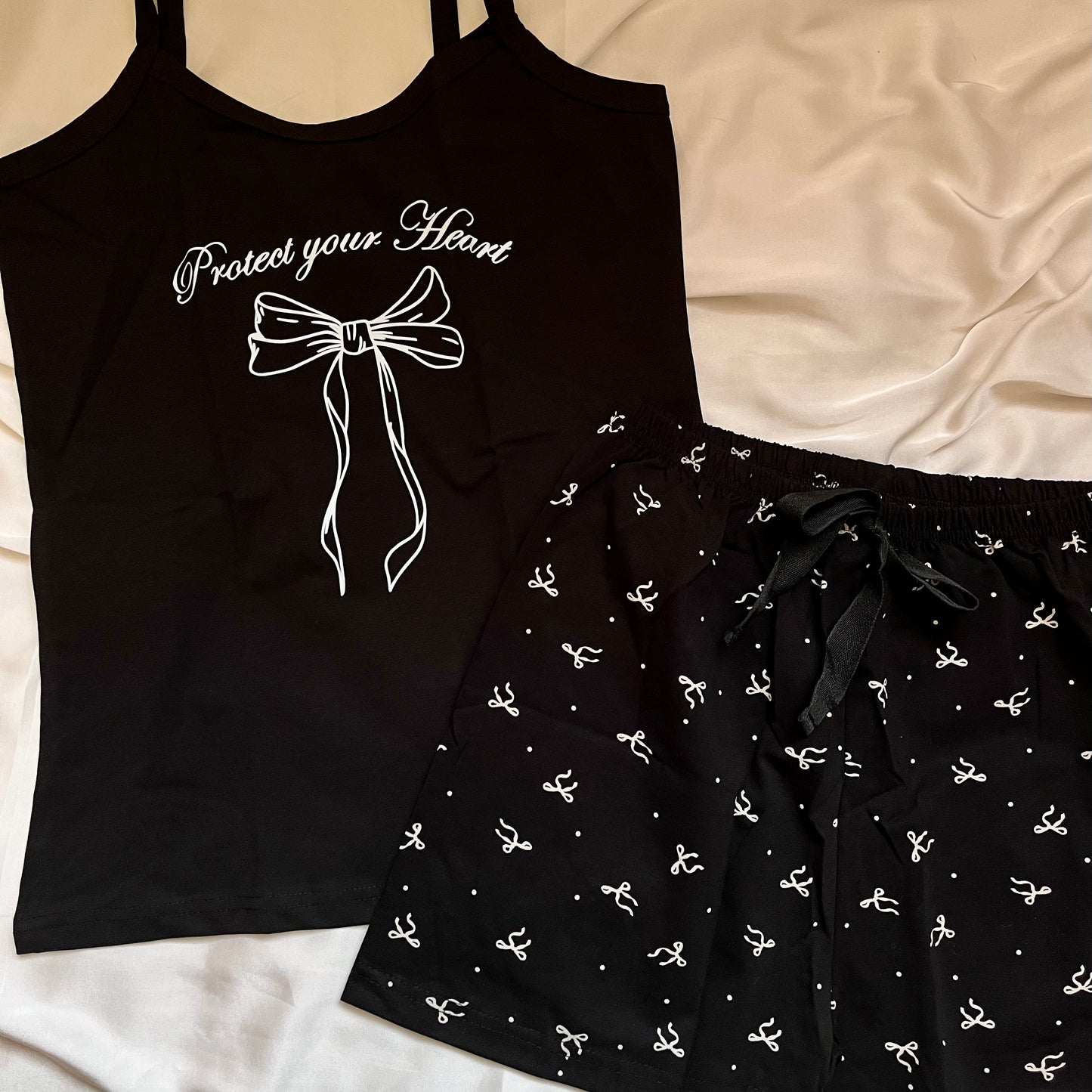 Black Bow Set بيجامة شورت و توب