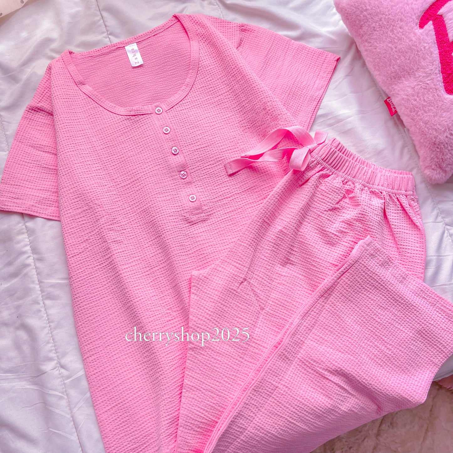 Pink PJ نص كم (Plain)