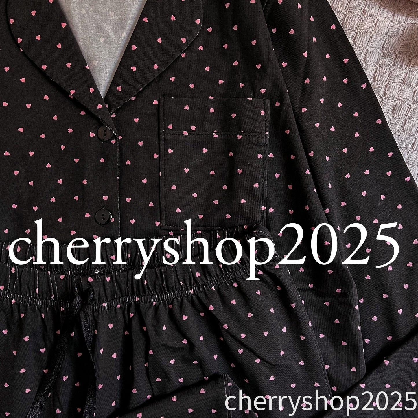 Black Mini Hearts PJ
