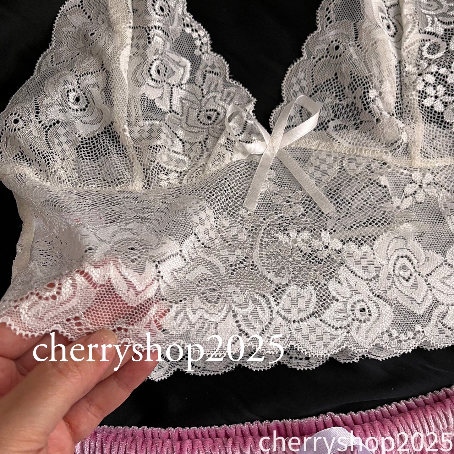 Pink Velvet Lace Set