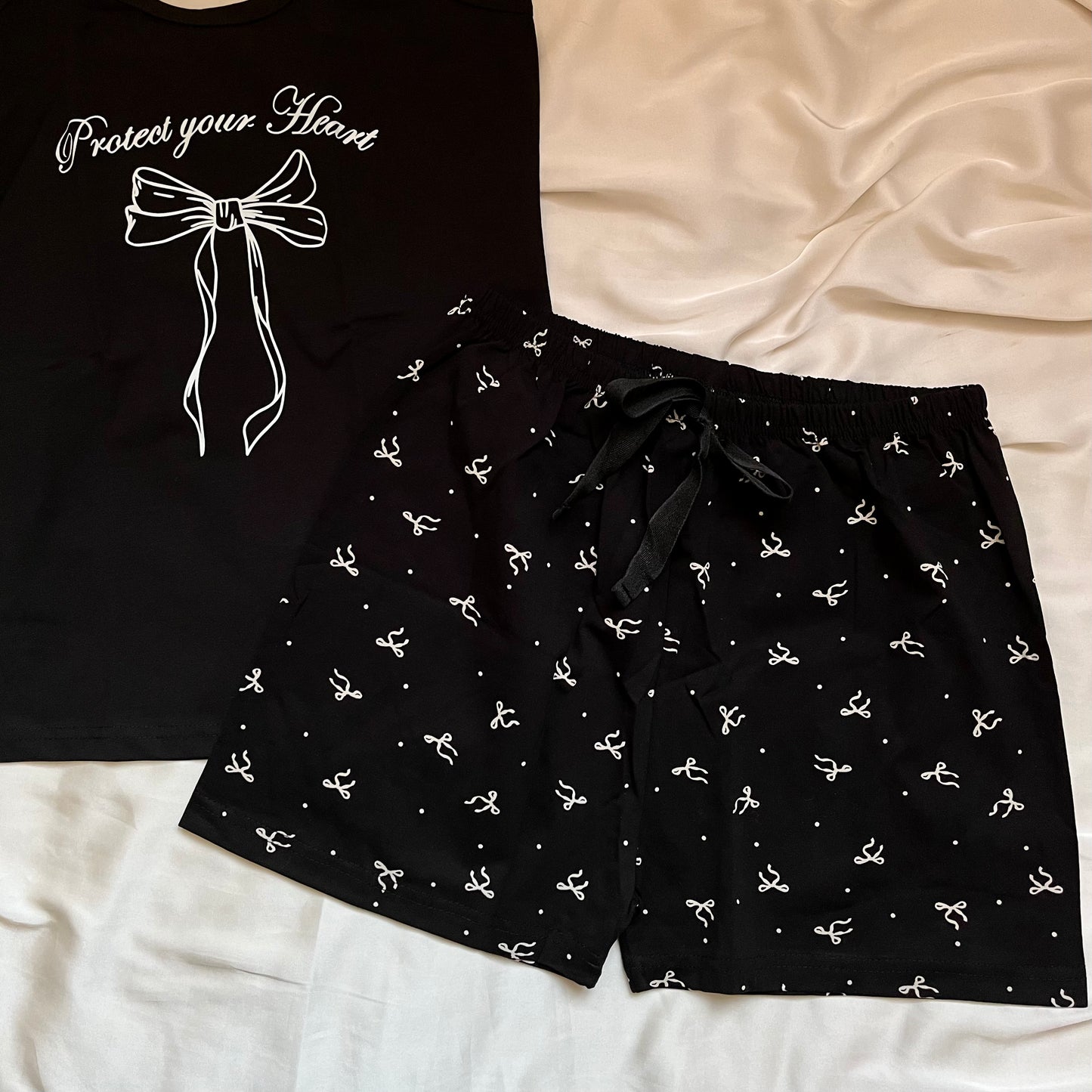 Black Bow Set بيجامة شورت و توب