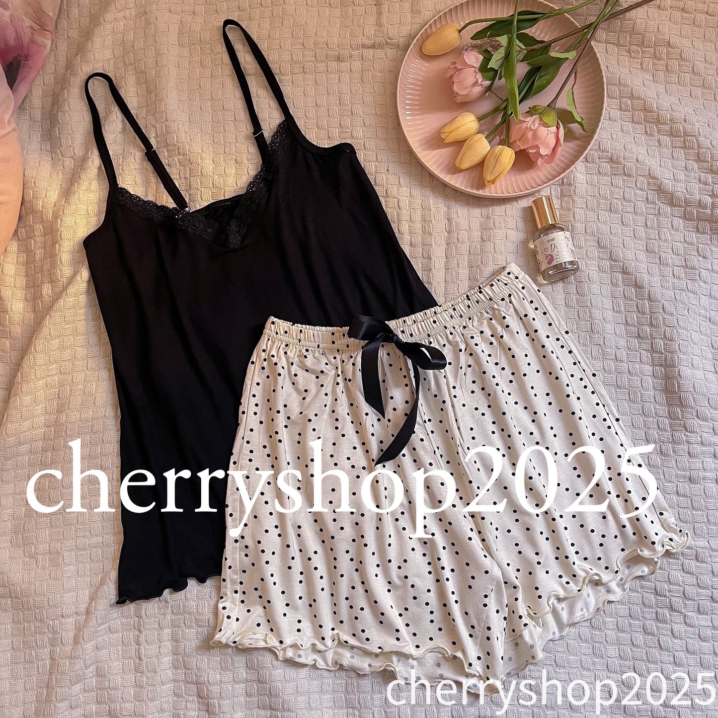 Black Dotted Short Pj