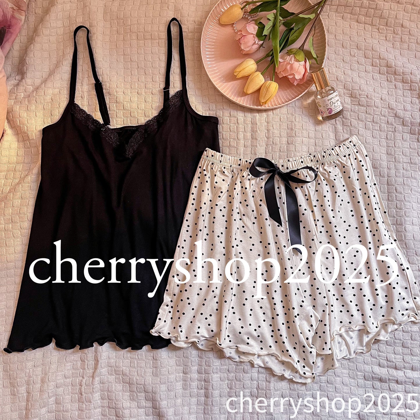 Black Dotted Short Pj