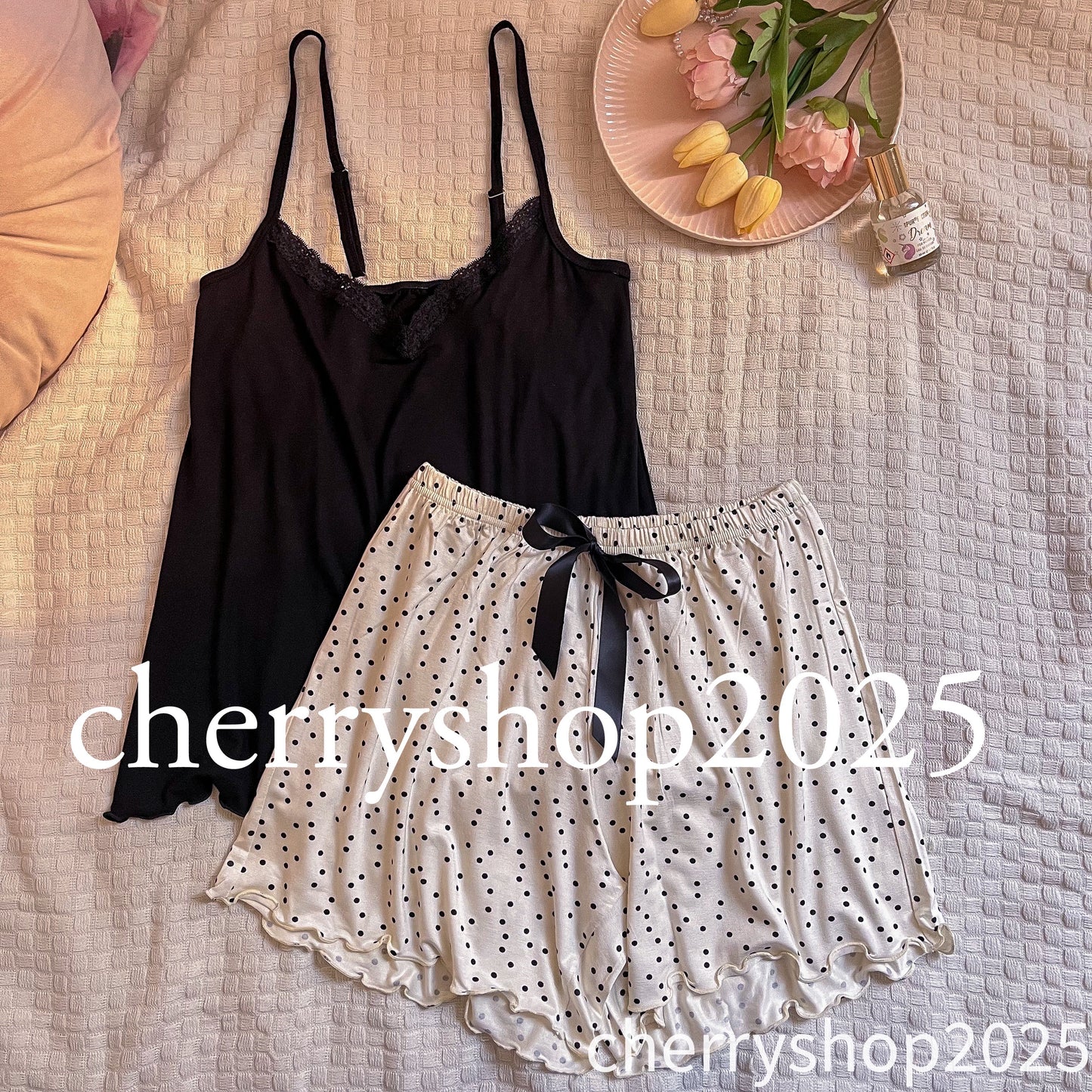 Black Dotted Short Pj