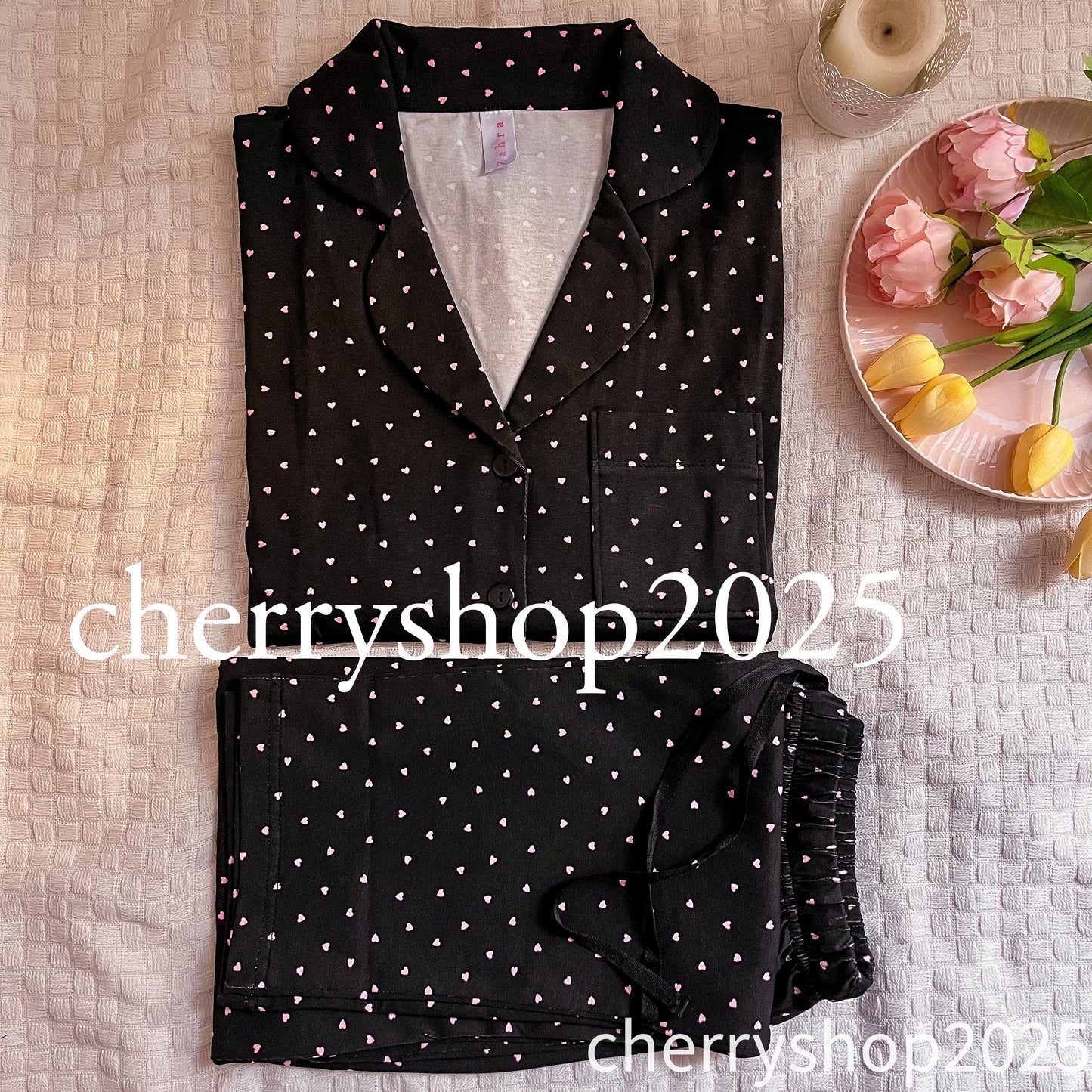 Black Mini Hearts PJ