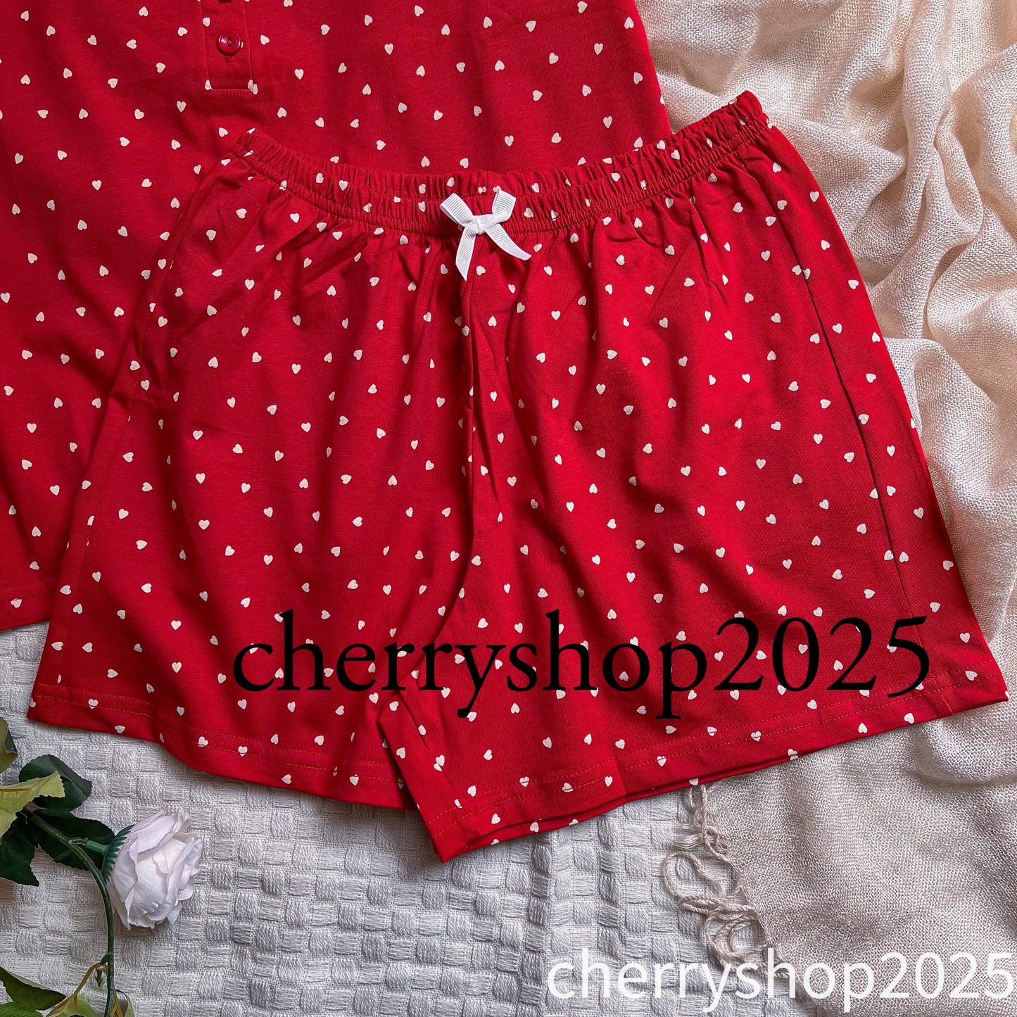 Red Mini Hearts Short Pj