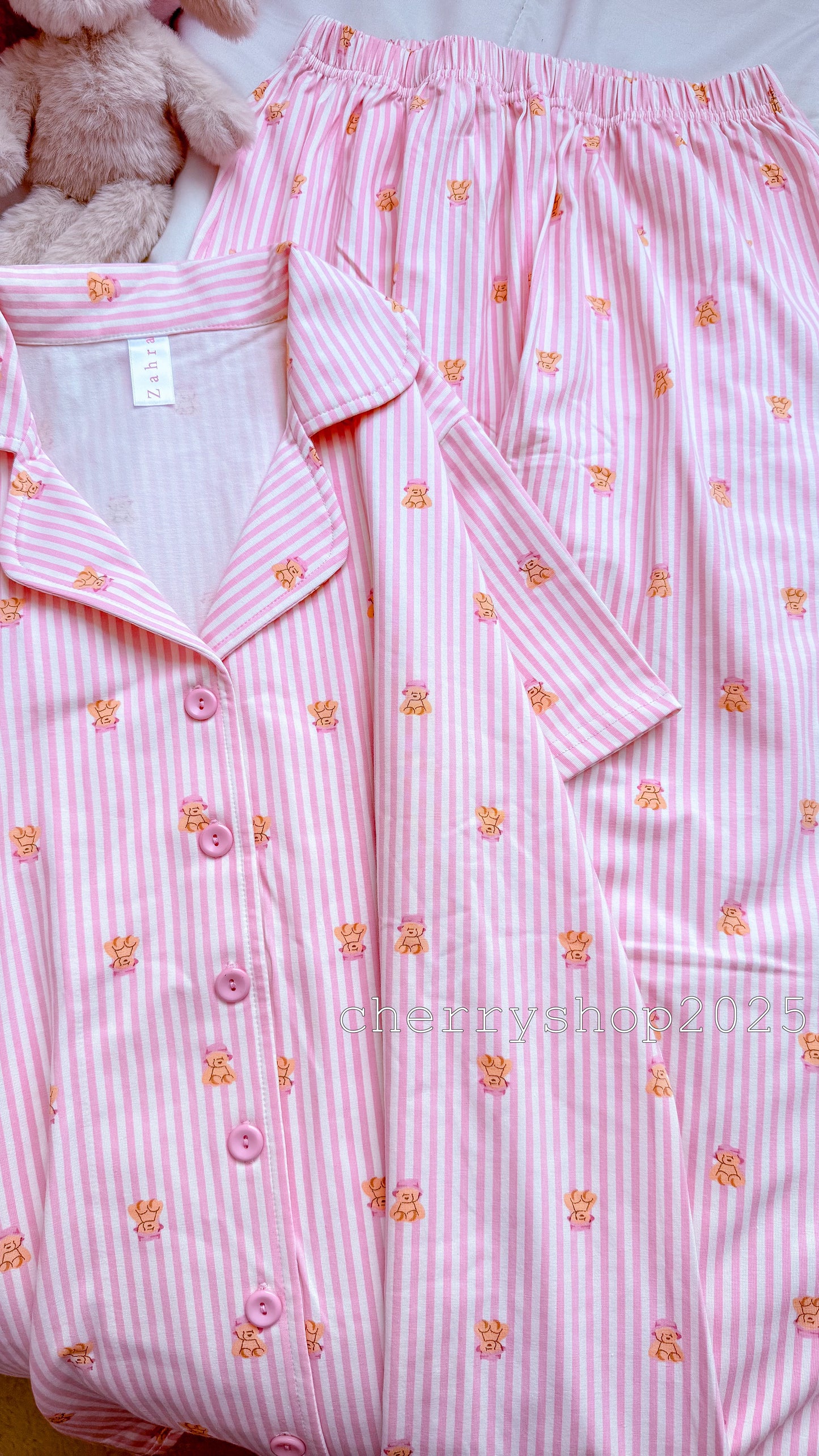Teddy in Pink Stripes