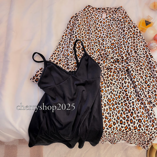 Leopard Kimono Robe Set