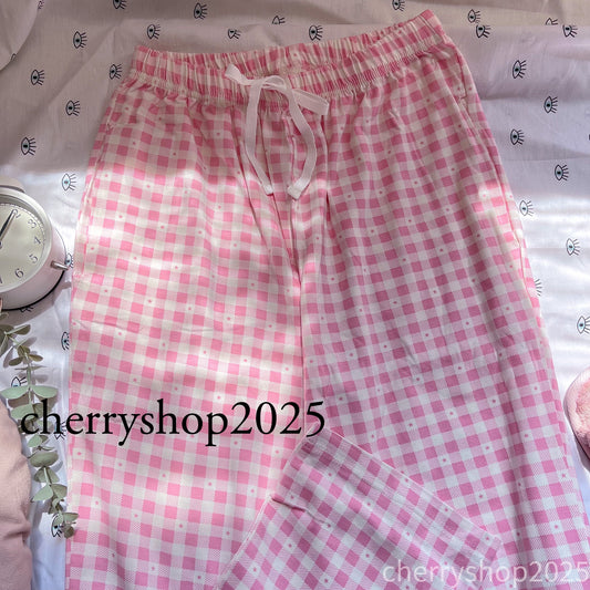 بنطلون قطن Gingham pink