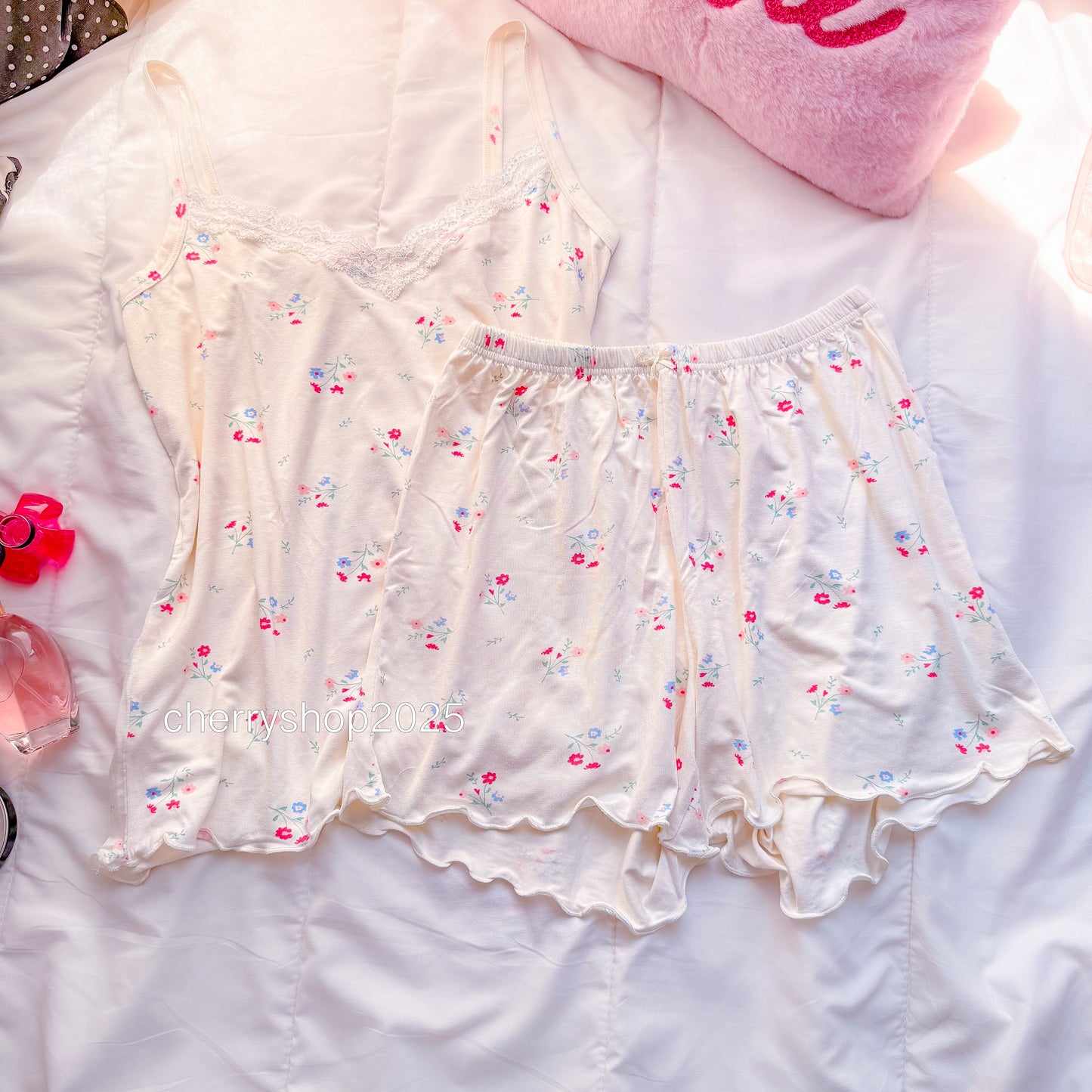 White Flowers Short Pj