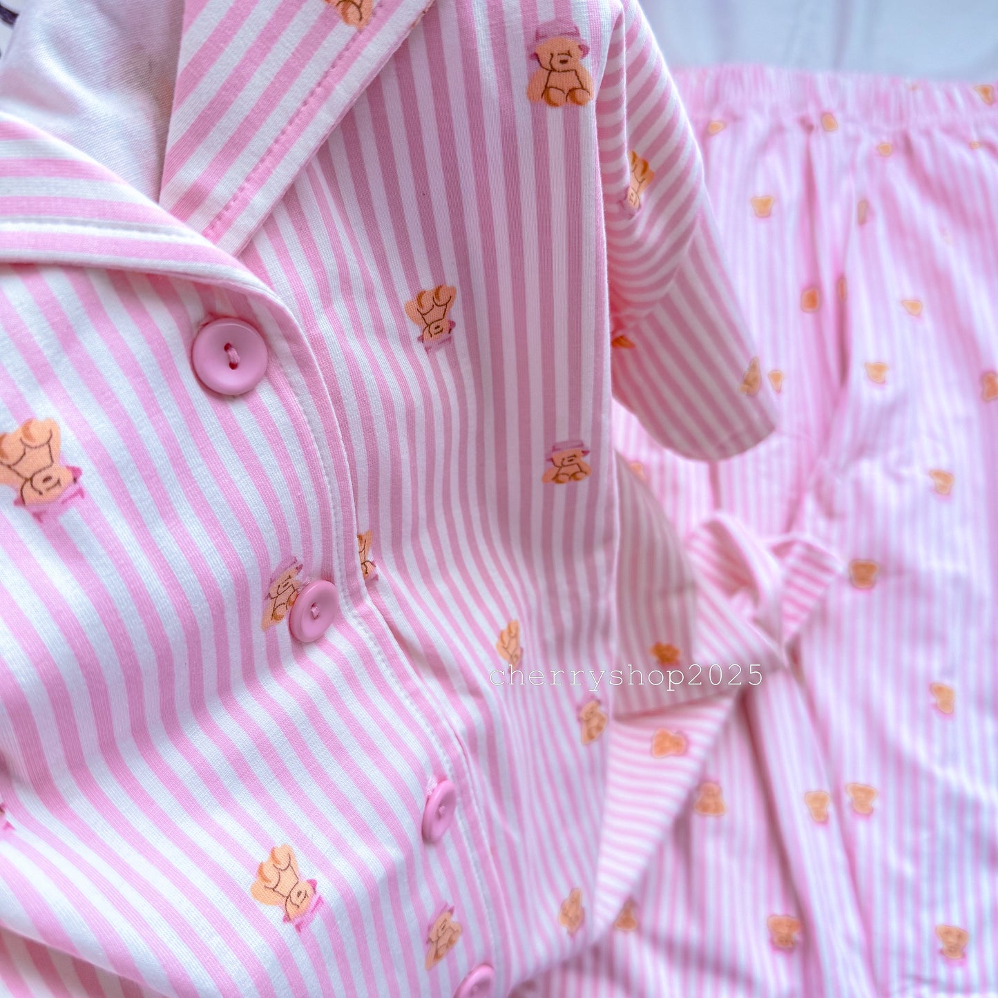 Teddy in Pink Stripes