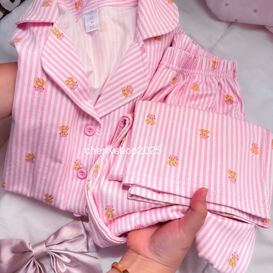 Teddy in Pink Stripes