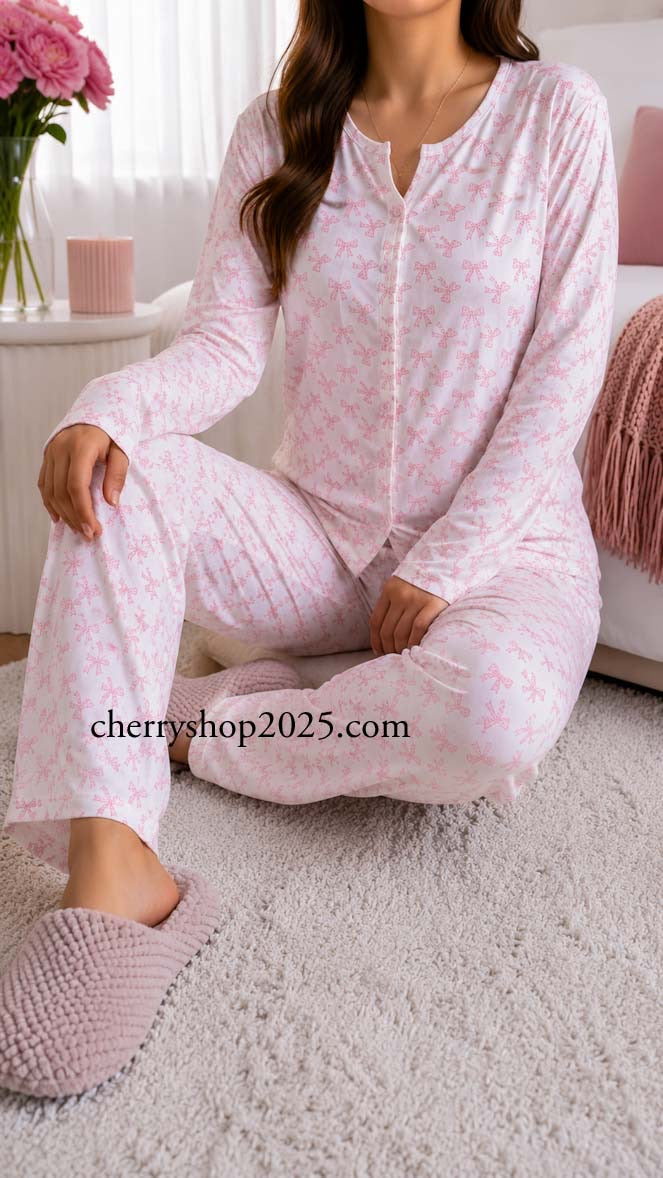 Light blue striped autumn pajamas