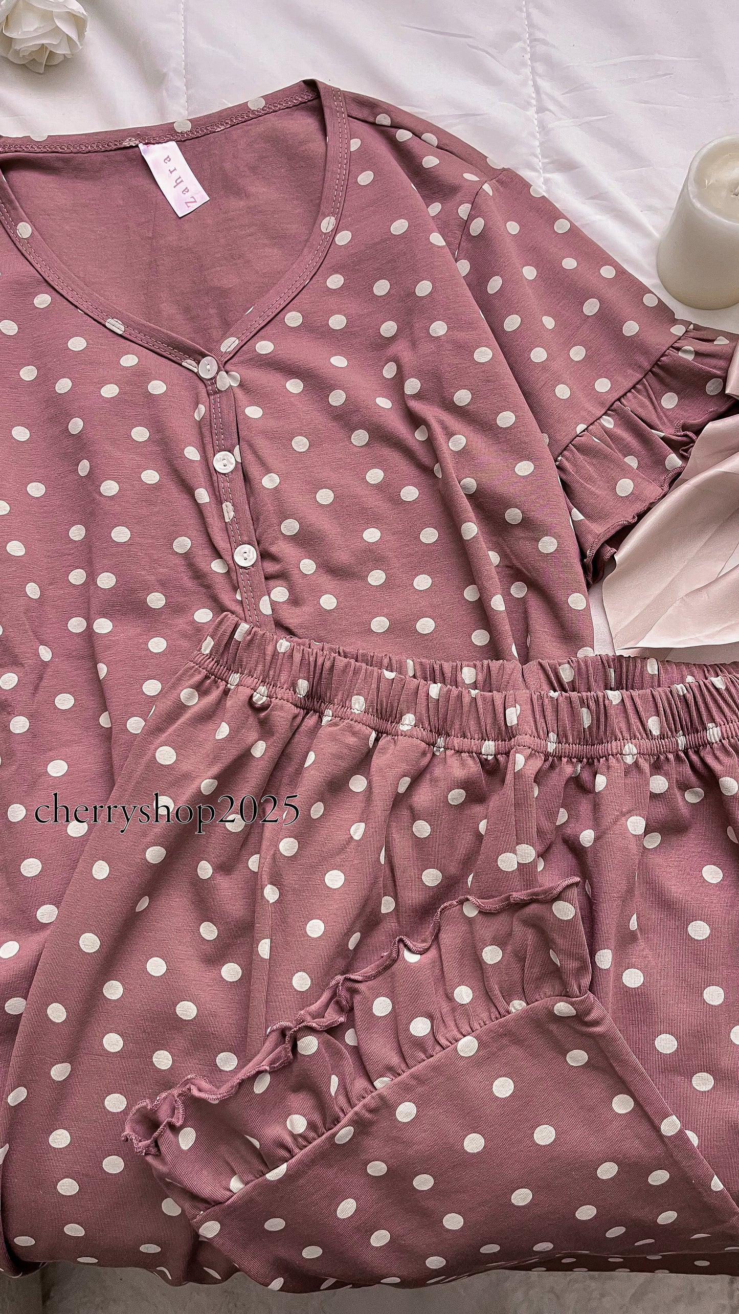 Ruffle Chocolate Dots Pj