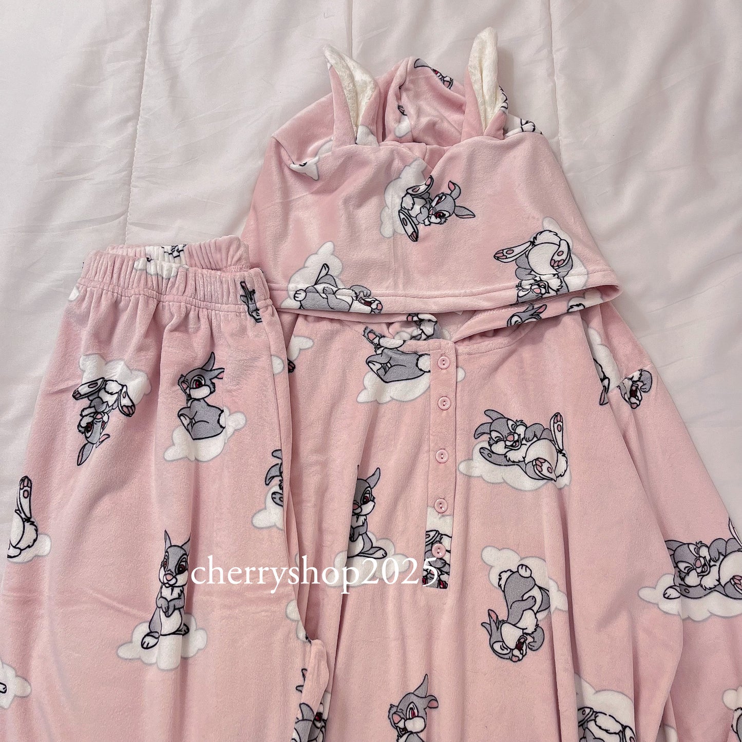 Pink Bunny Hoodie Pajamas