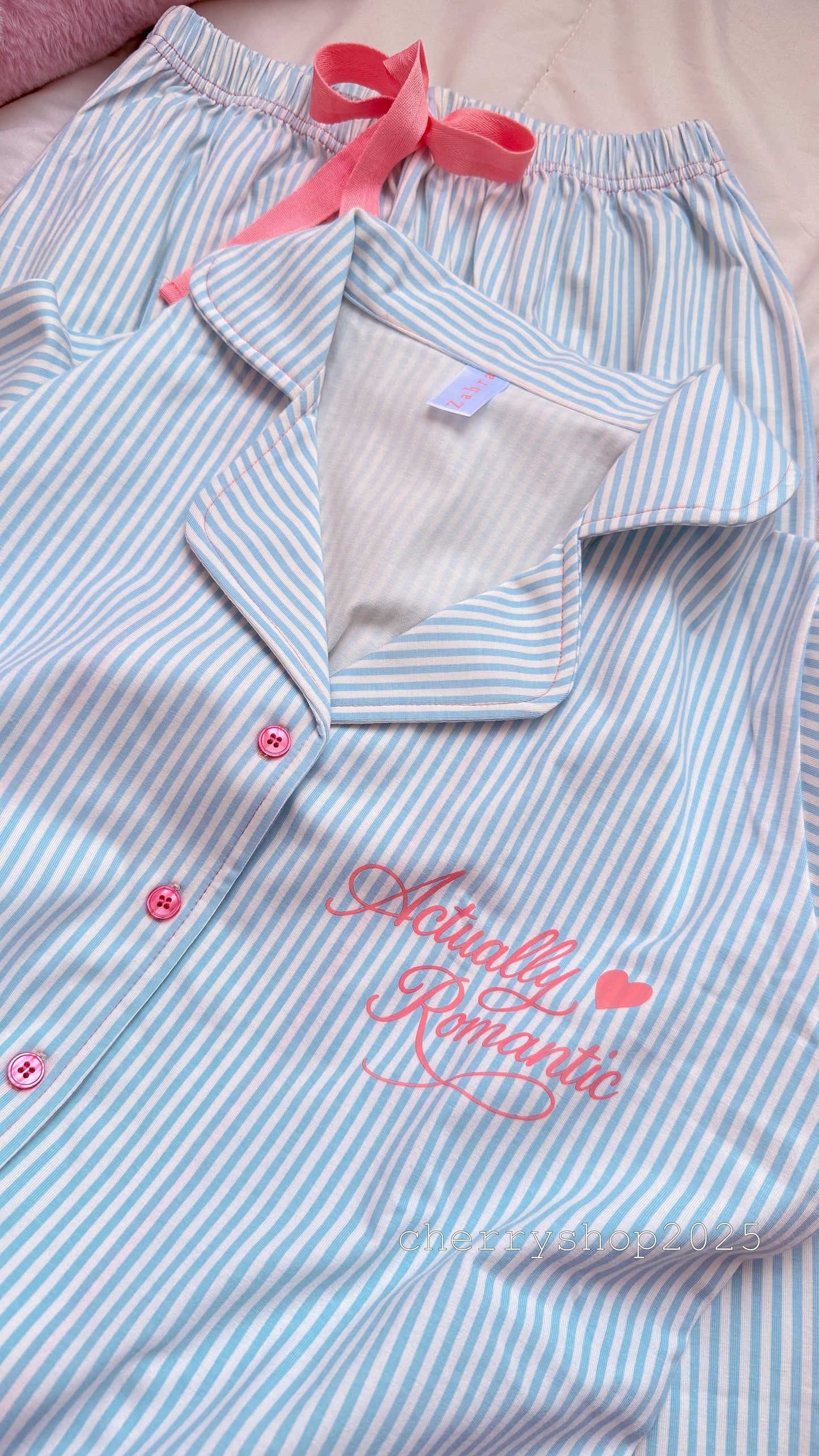 Light blue striped autumn pajamas