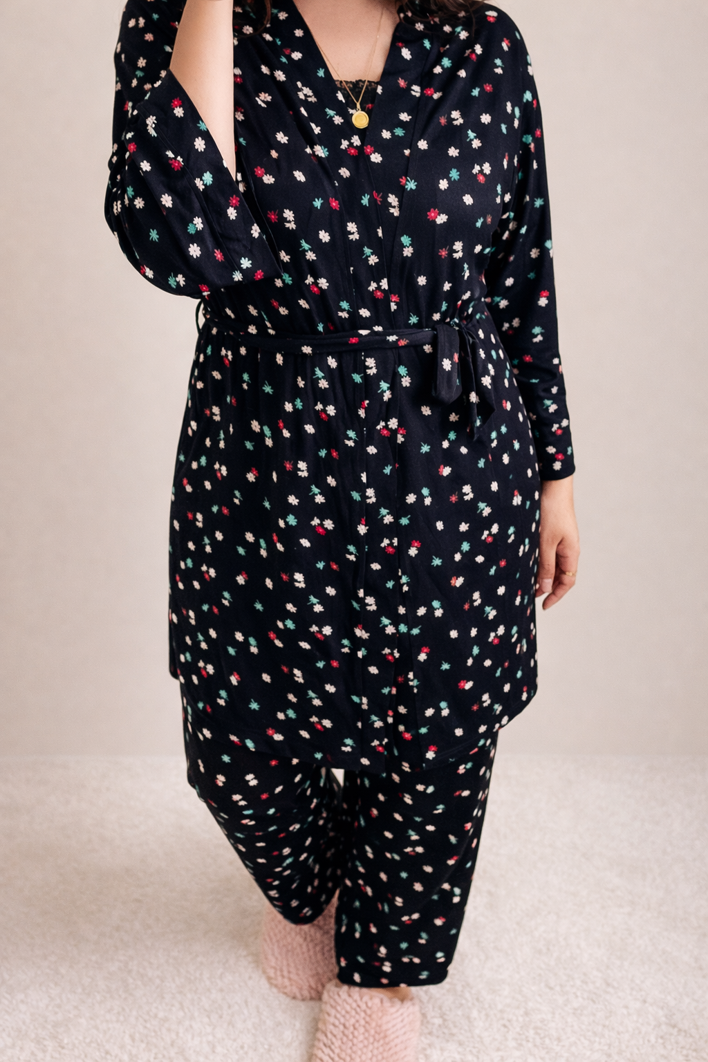 Black Flowers Kimono