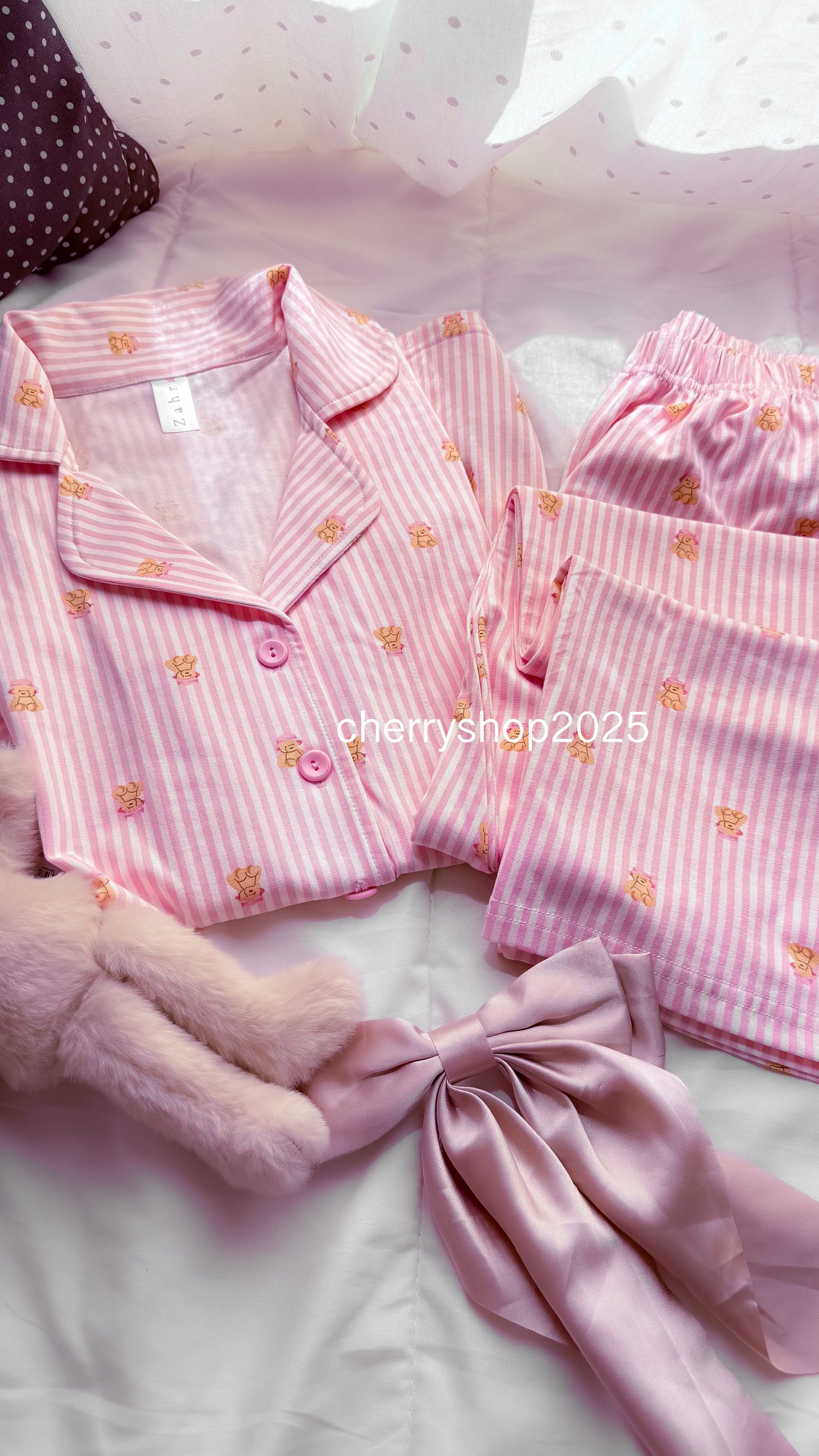 Teddy in Pink Stripes