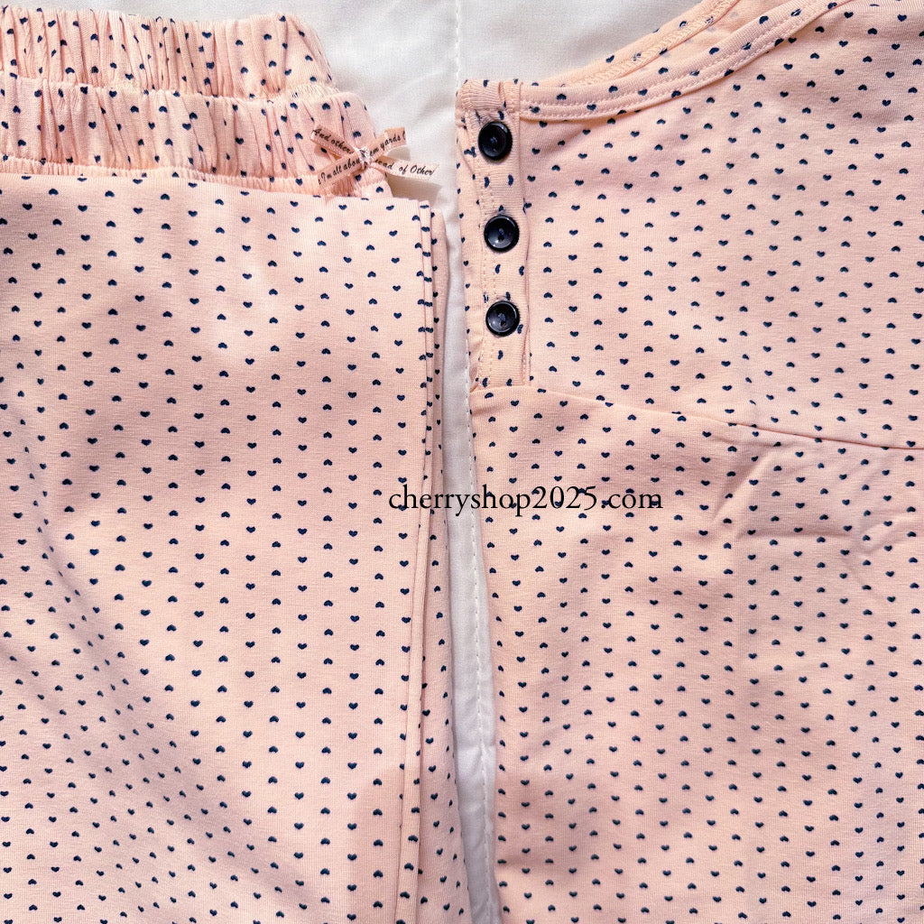 Pink heart print camisole and shorts pajamas