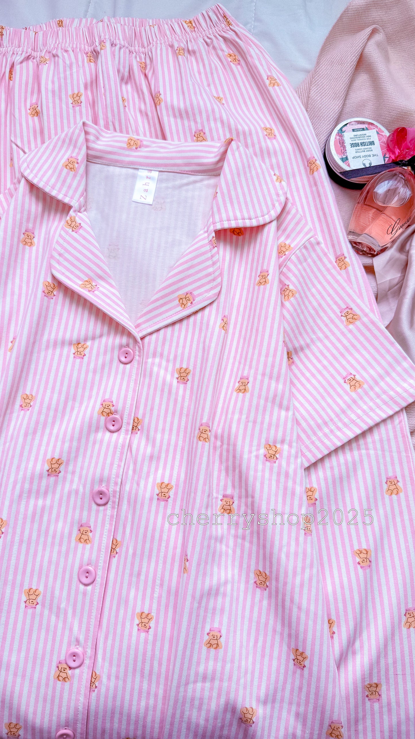 Teddy in Pink Stripes
