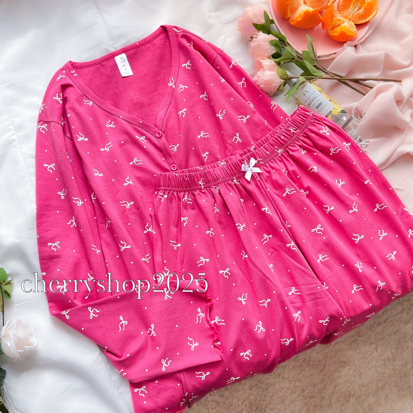 Fushia Bow Pajamas