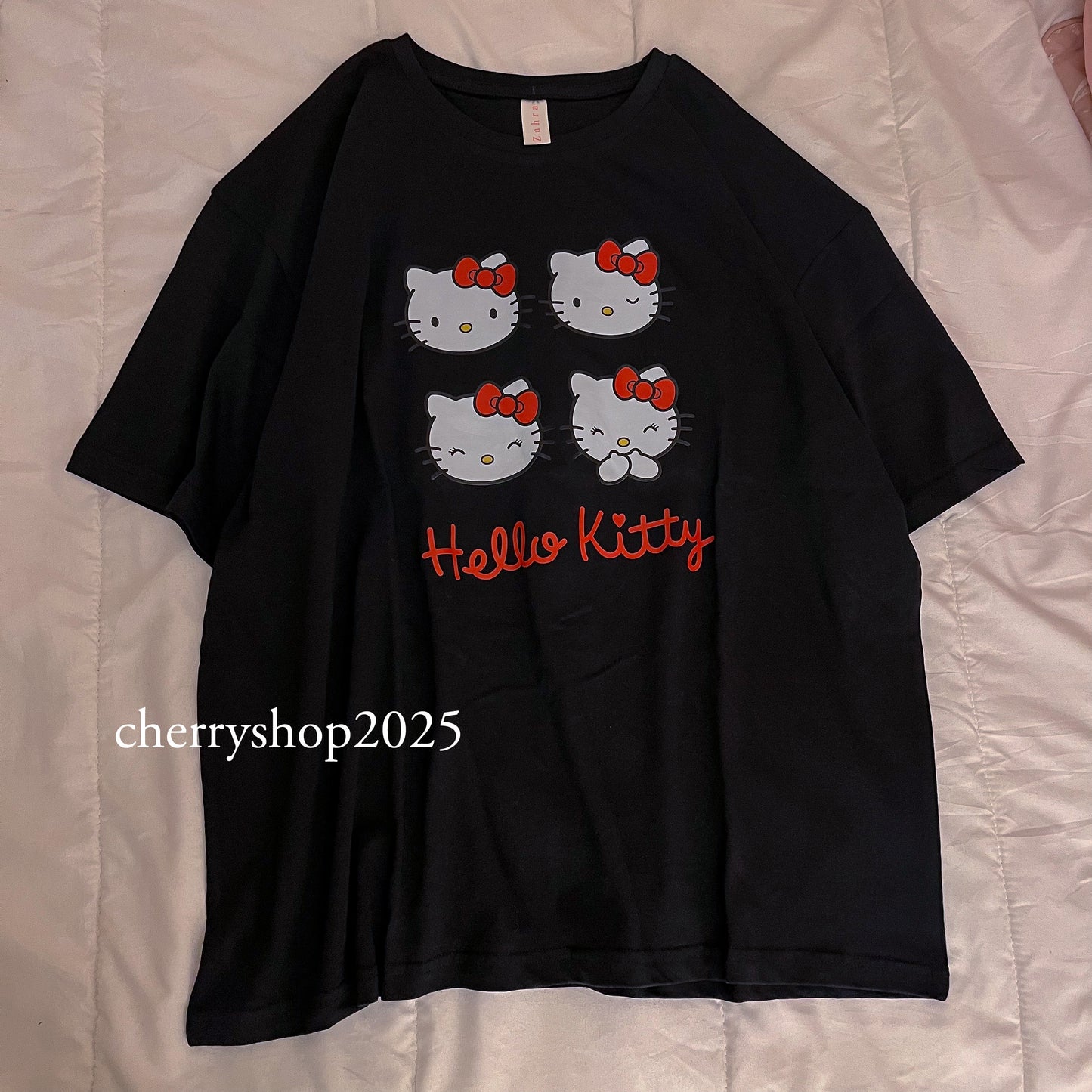 ‏Oversized تيشيرت نص كم Hello Kitty
