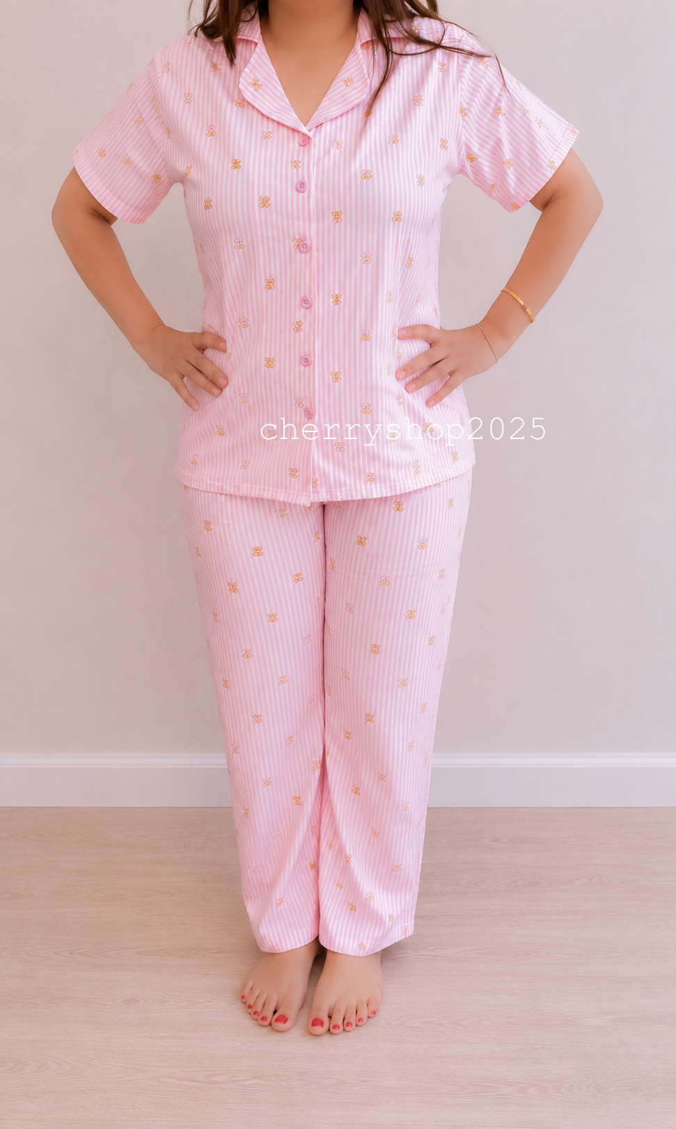 Teddy in Pink Stripes