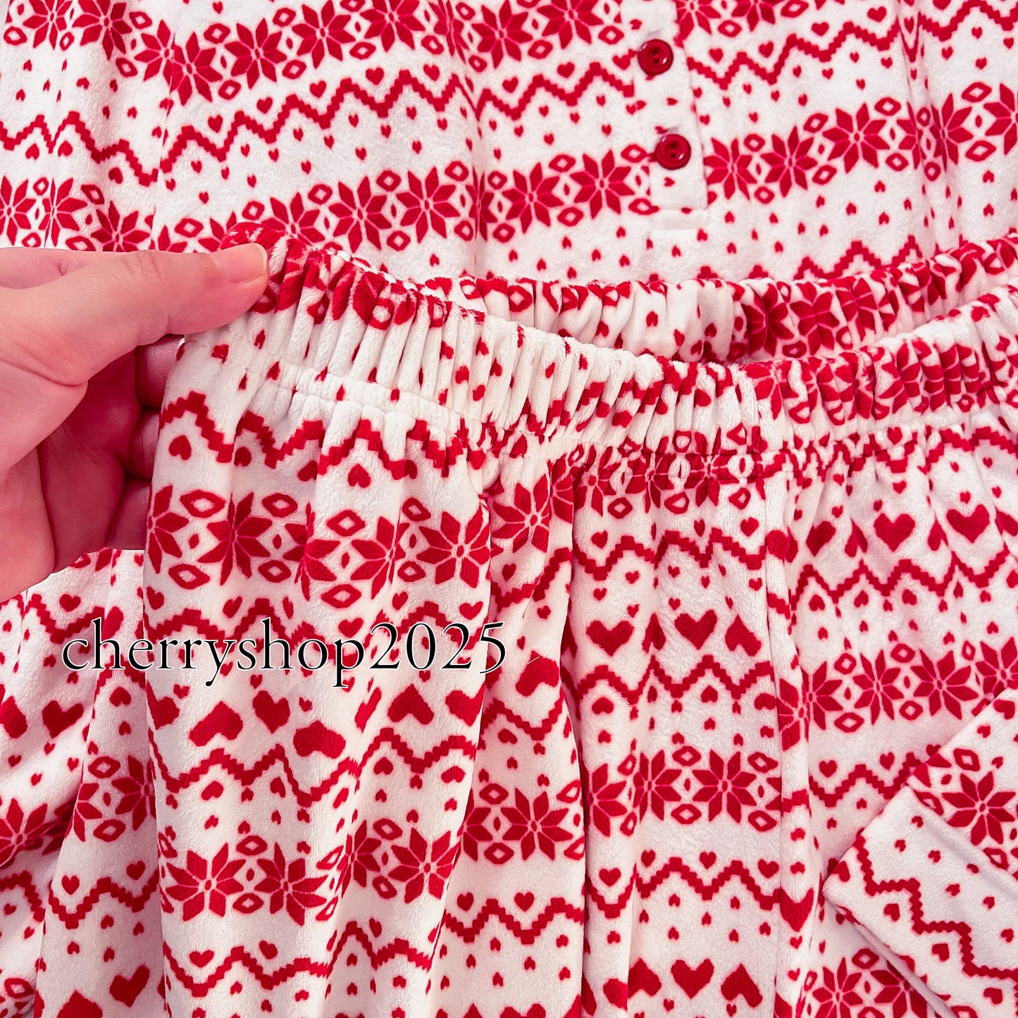White Christmas Hearts Pajamas