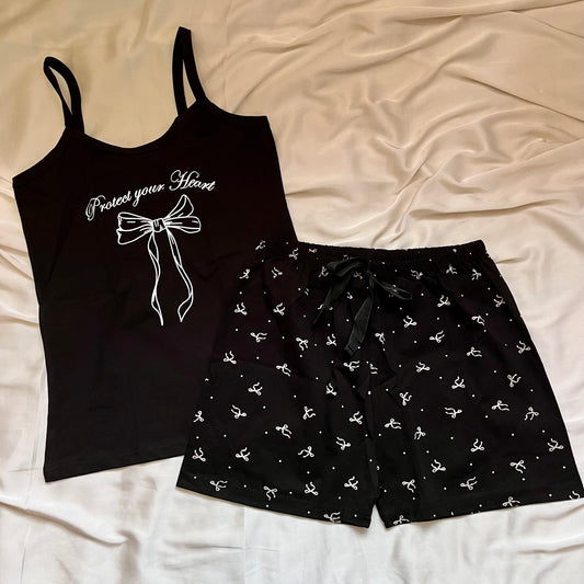 Black Bow Set بيجامة شورت و توب