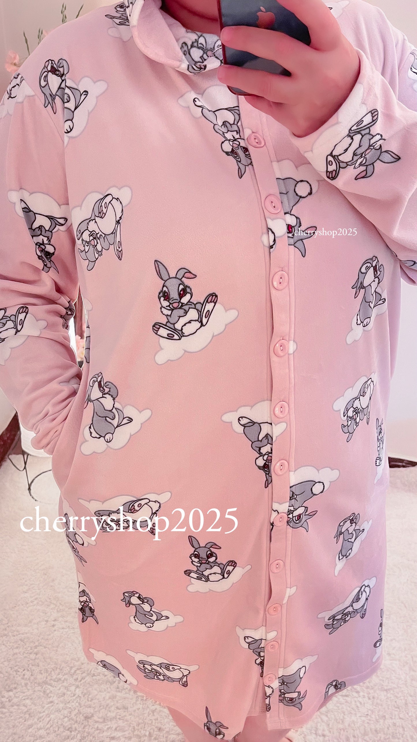 Pink Bunny Blanket نايت شيرت