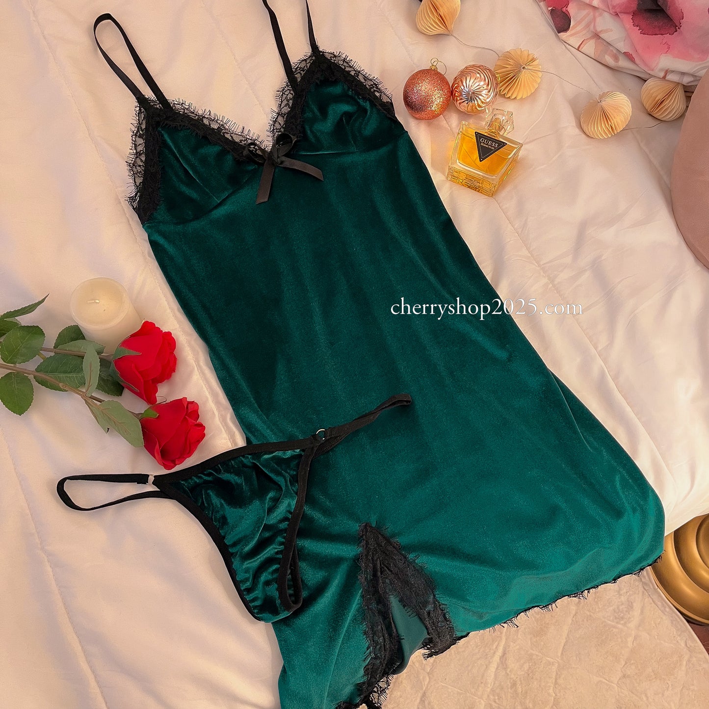 Green Lace Night Slip