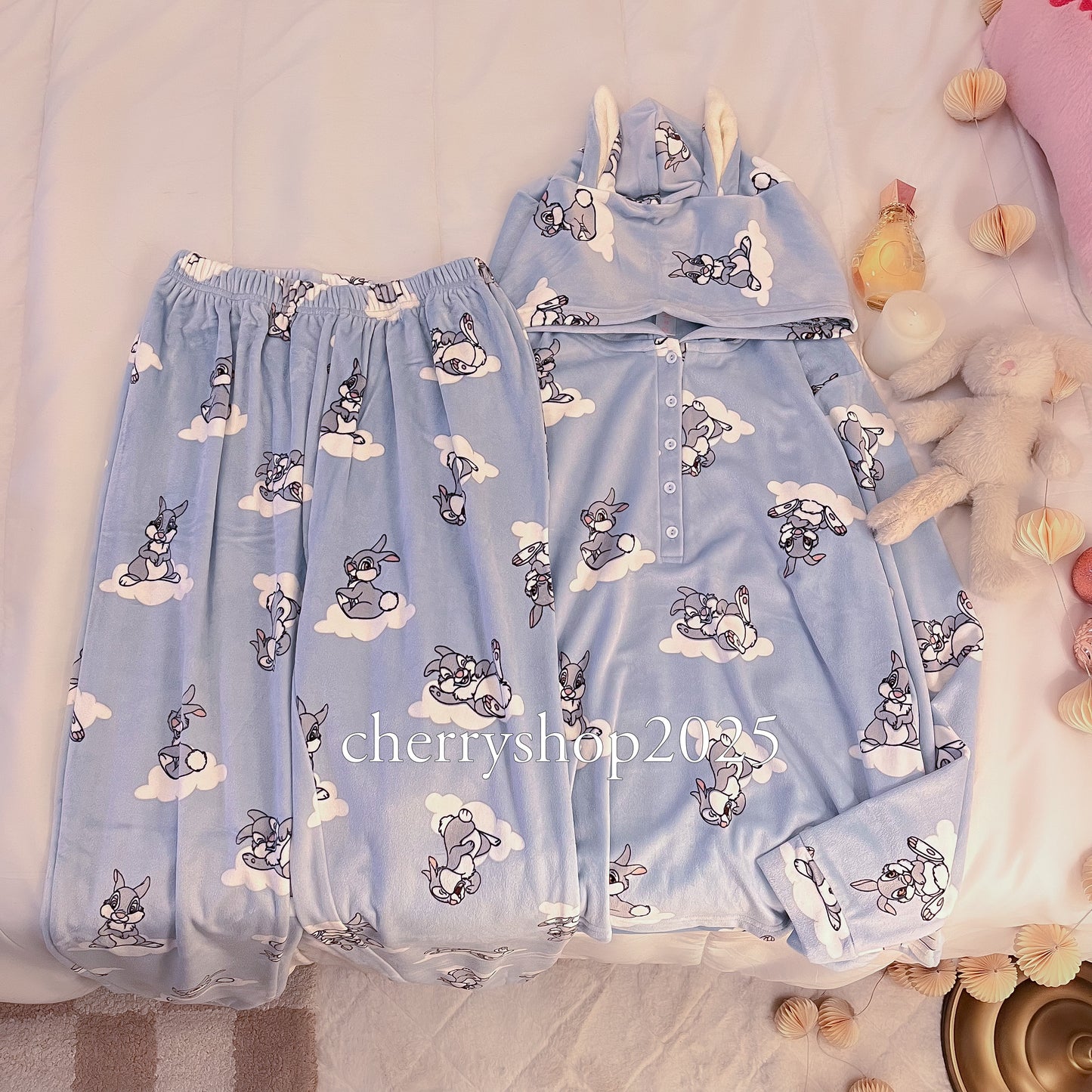 Blue Bunny Hoodie Pajamas