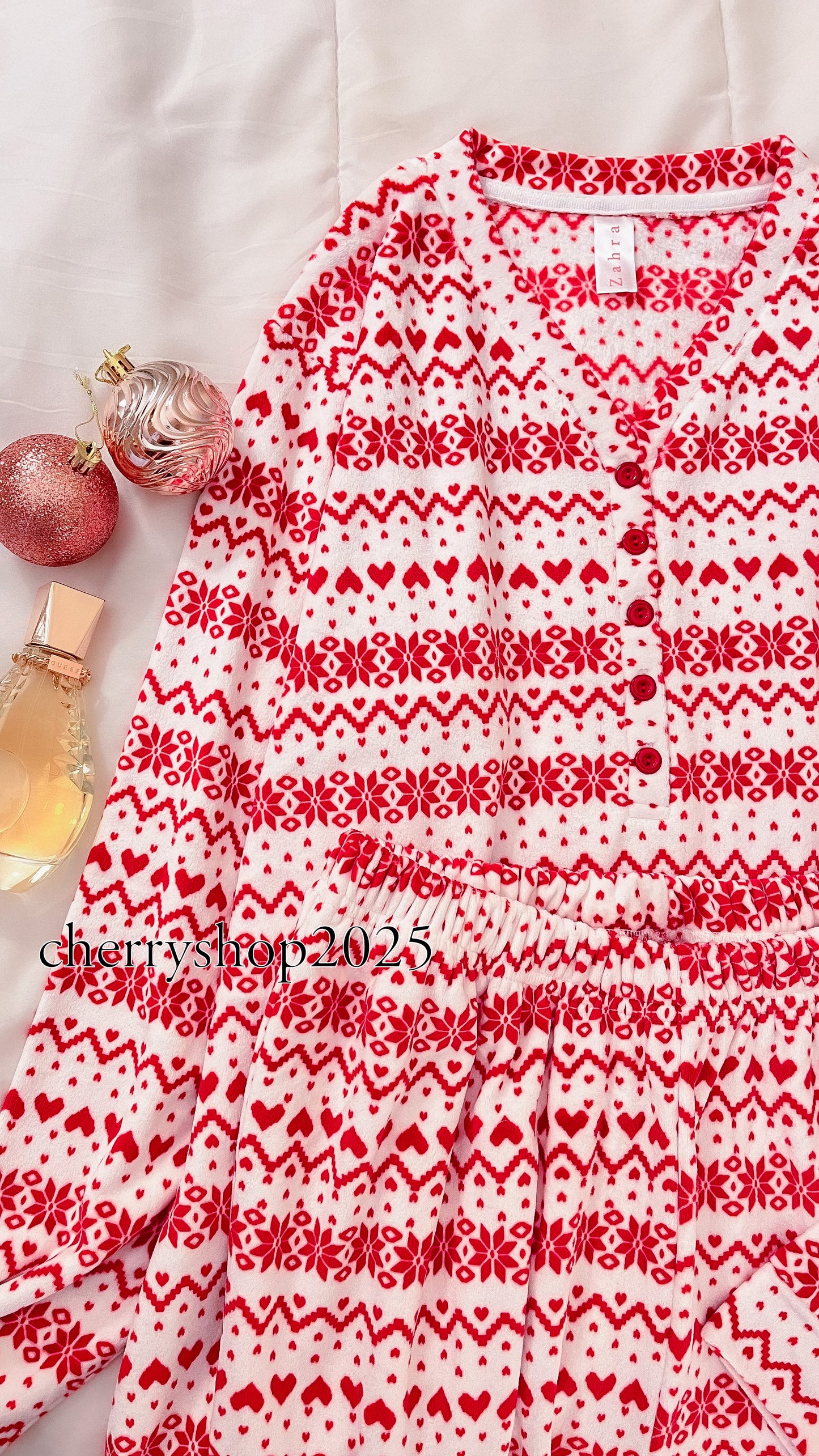 White Christmas Hearts Pajamas