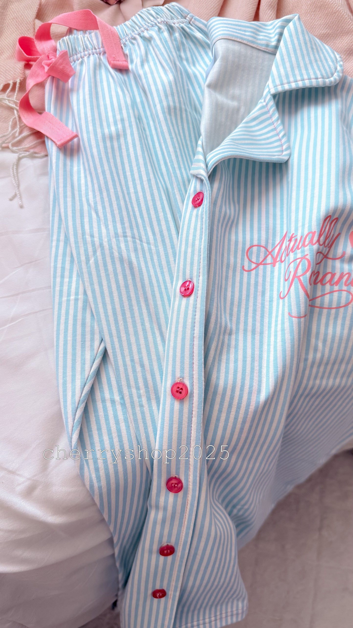 Light blue striped autumn pajamas