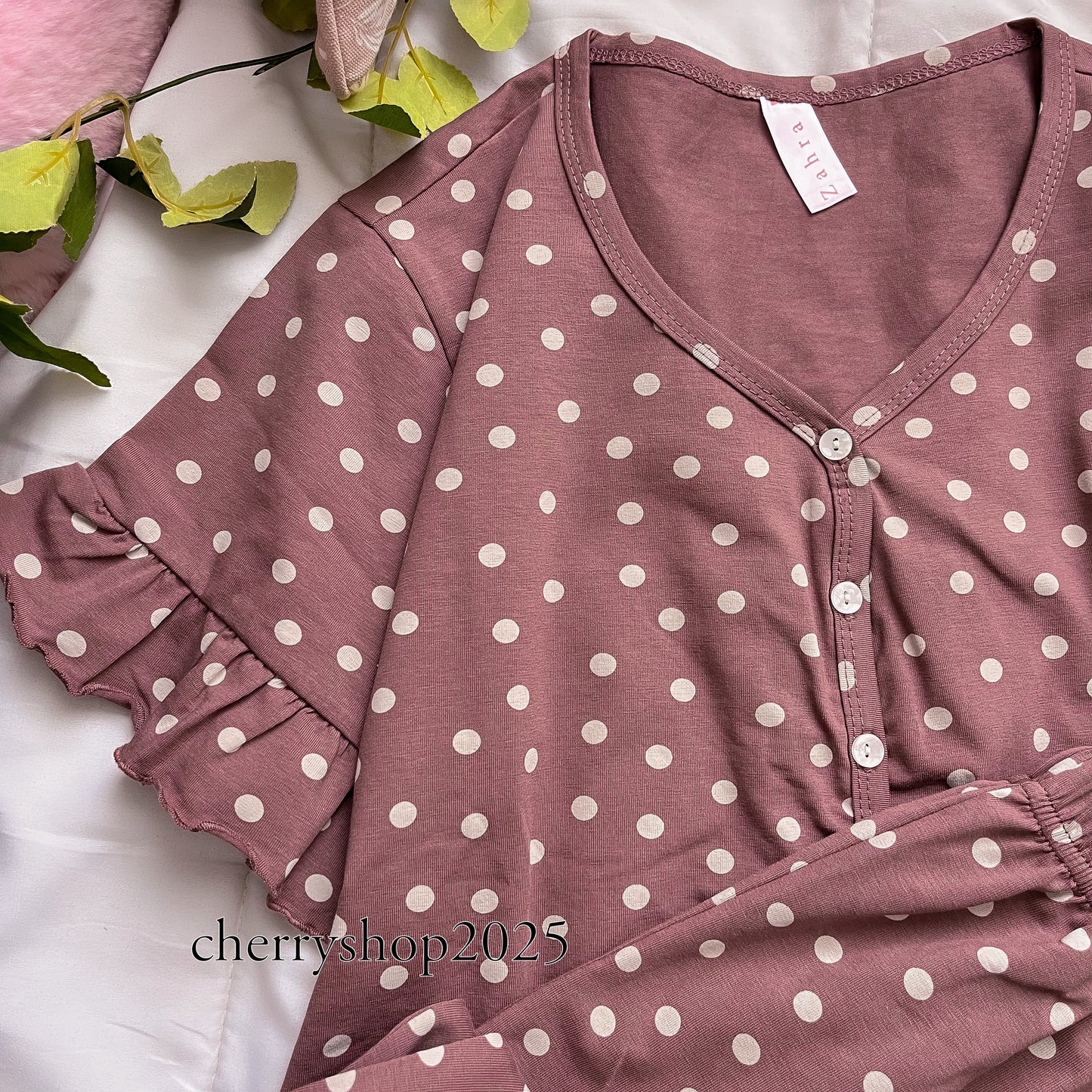 Ruffle Chocolate Dots Pj