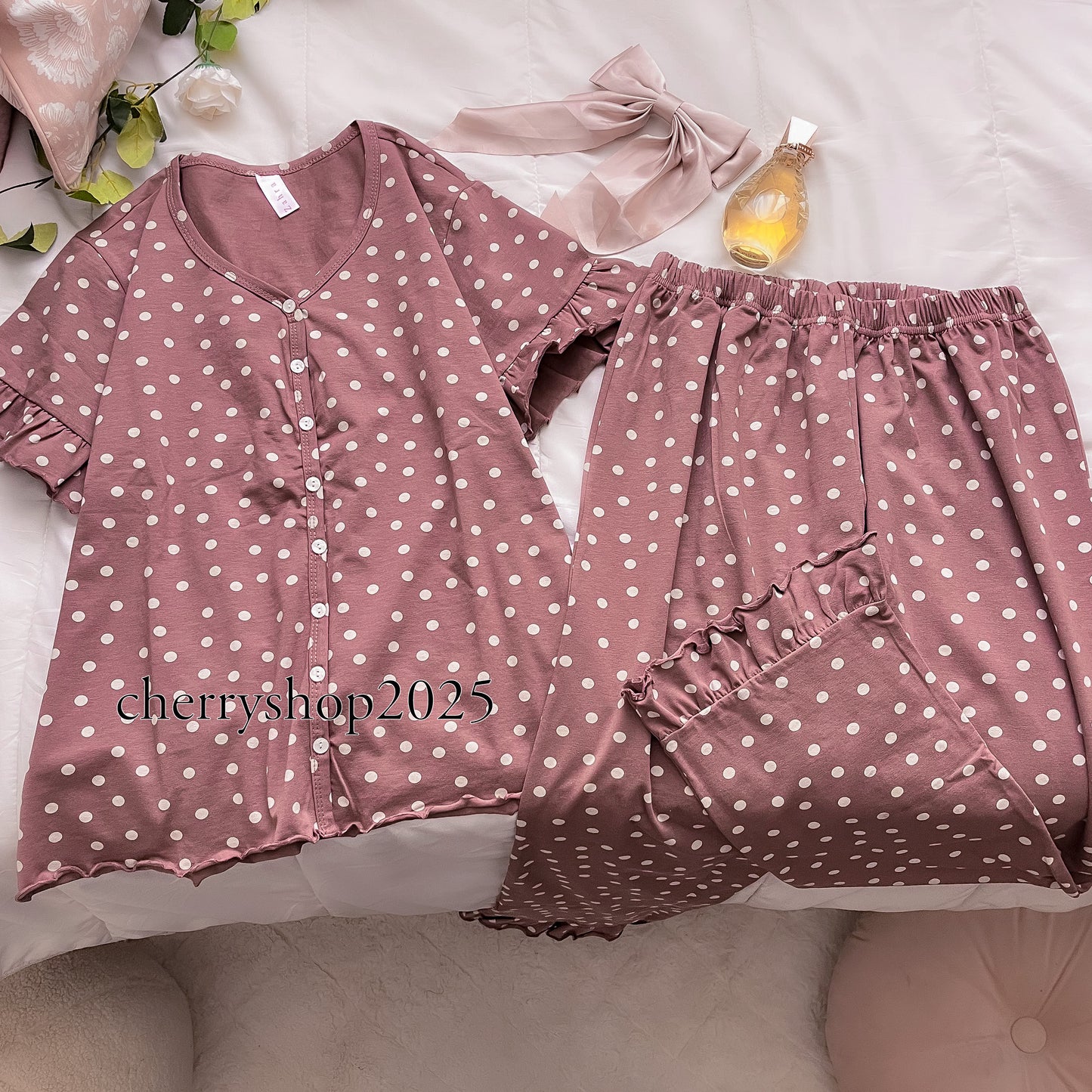 Ruffle Chocolate Dots Pj