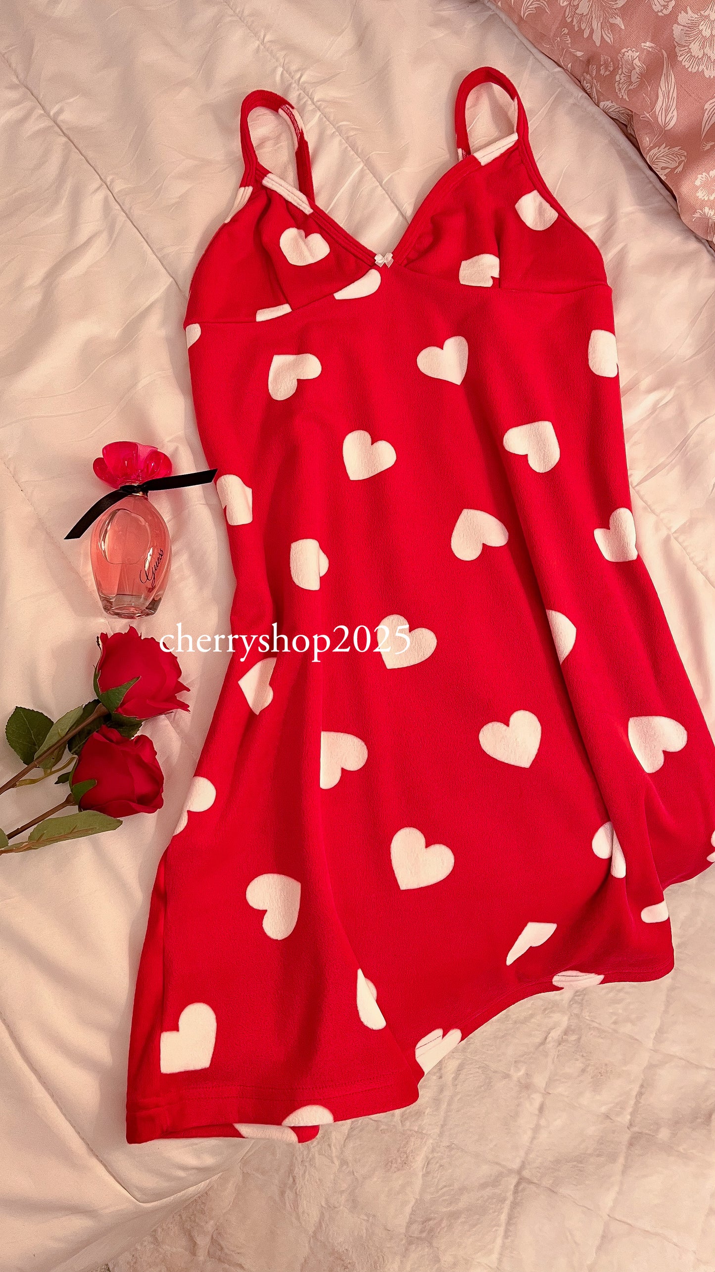 Red Hearts Kimono Robe Set