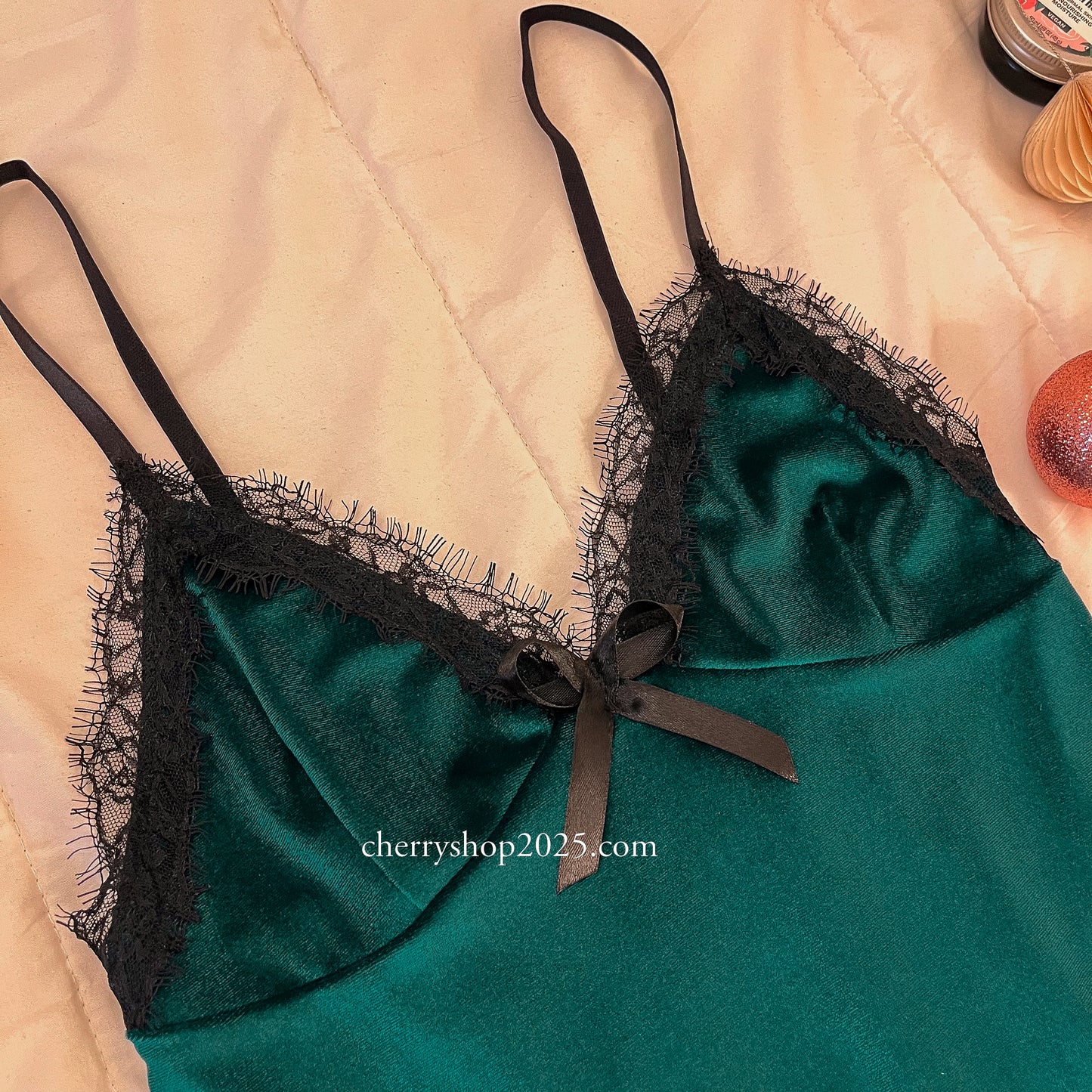Green Lace Night Slip