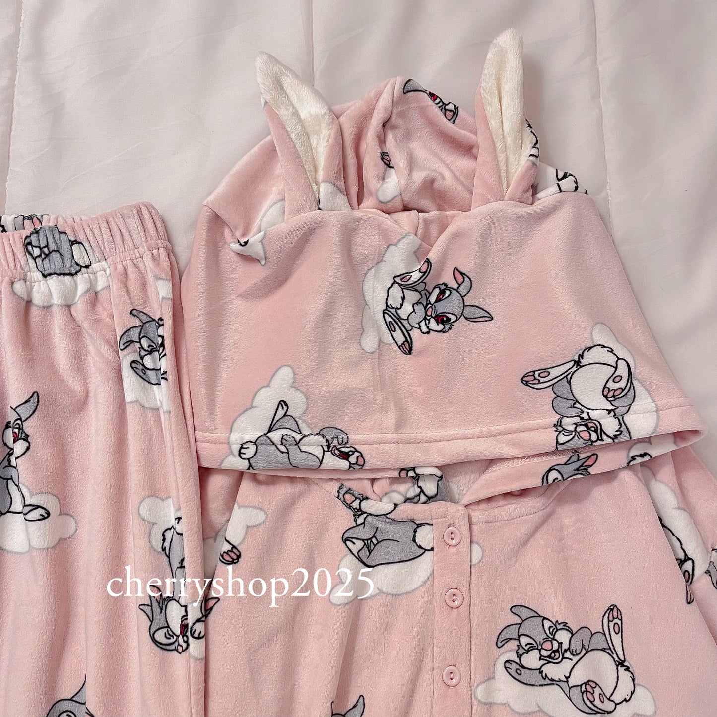 Pink Bunny Hoodie Pajamas