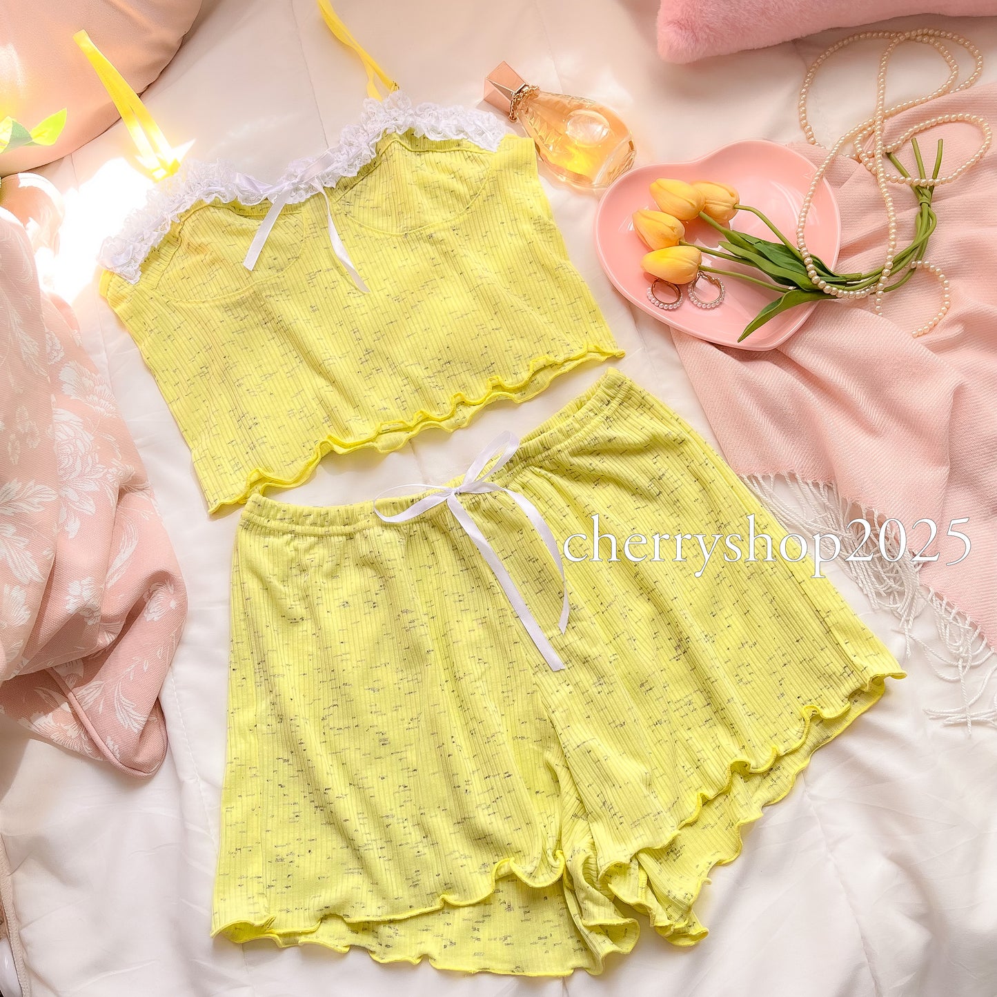 Yellow Ribbed Short Pj
