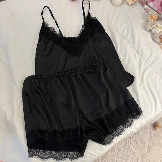 Black Satin Short set