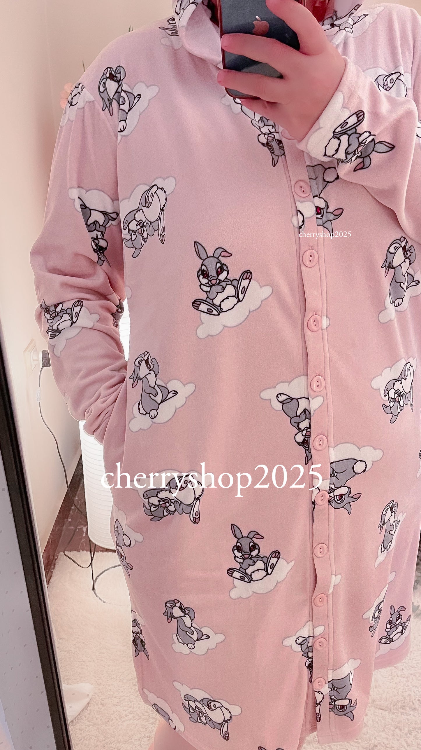 Pink Bunny Blanket نايت شيرت