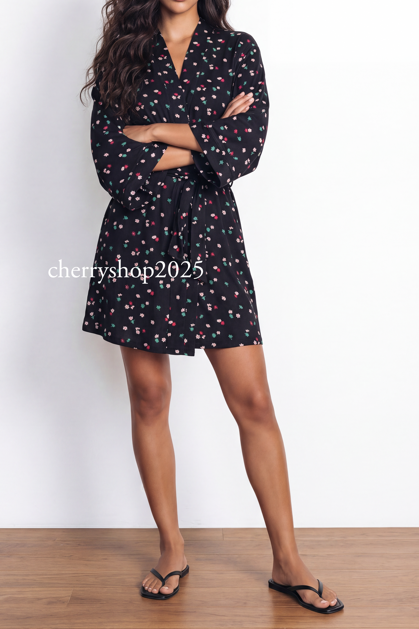 Black Flowers Kimono