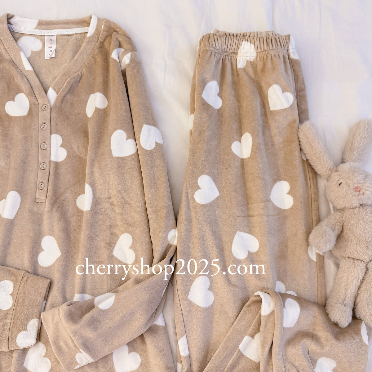 Beige Hearts PJ