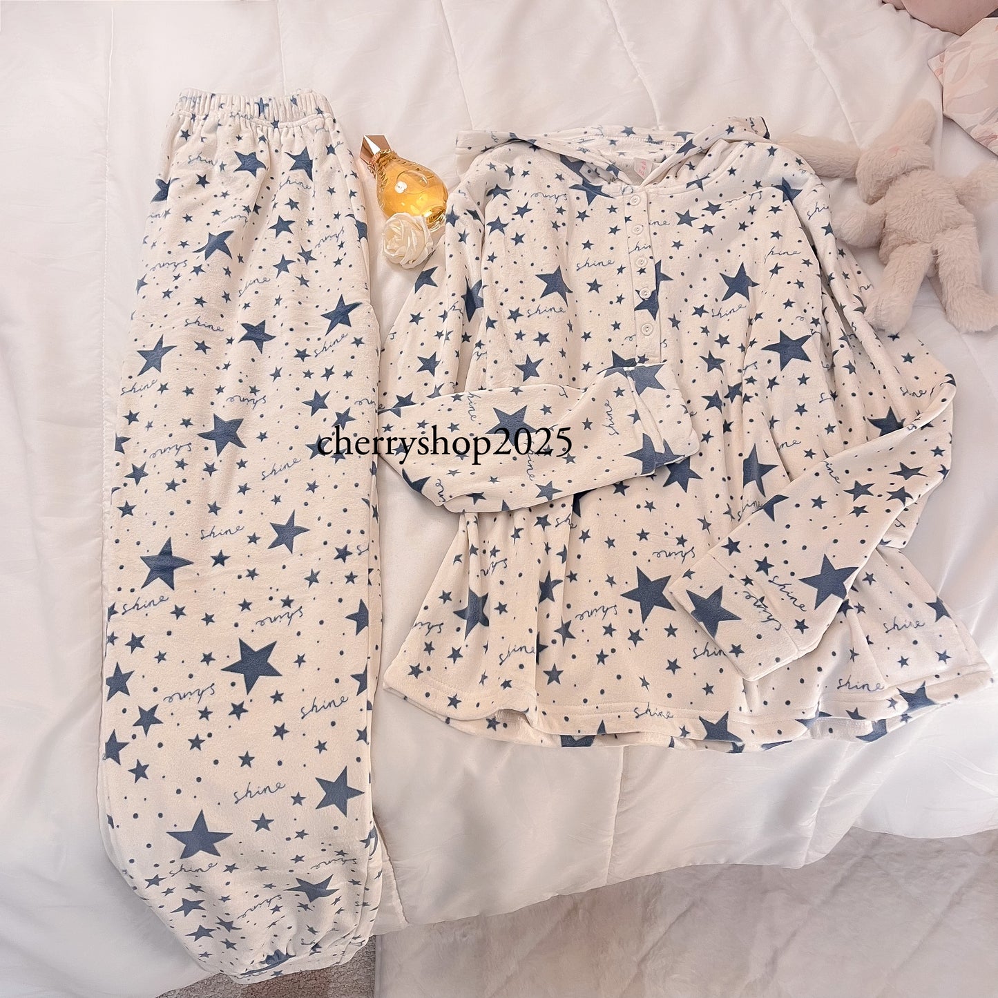 White Shine Hoodie Pajamas