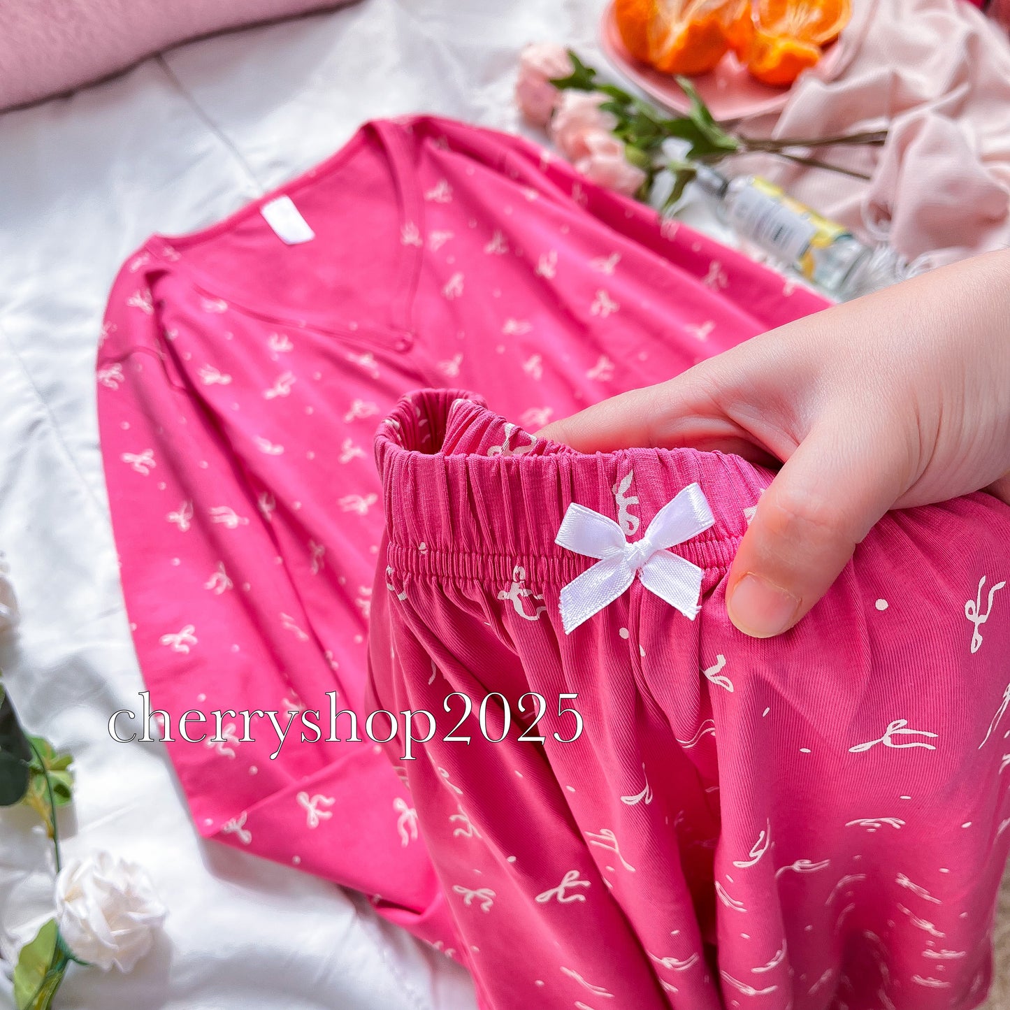 Fushia Bow Pajamas