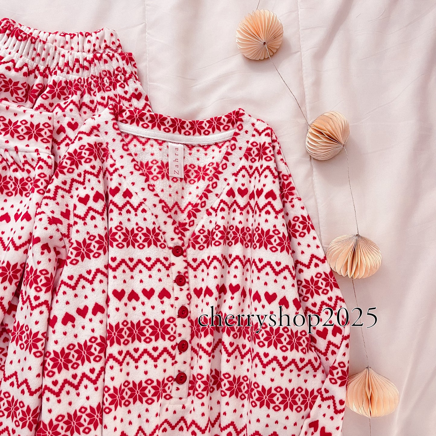 White Christmas Hearts Pajamas